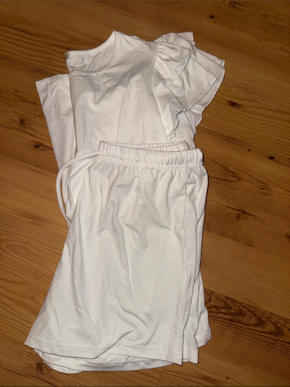 Women's White 2-Piece Ruffle Sleeve Pajama Set - Picture 2 of 3